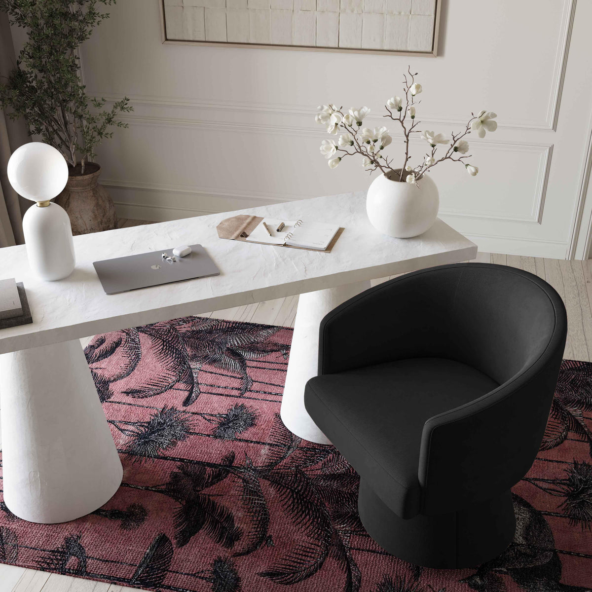 Kristen Upcycled Contract-Grade Chenille Rolling Desk Chair