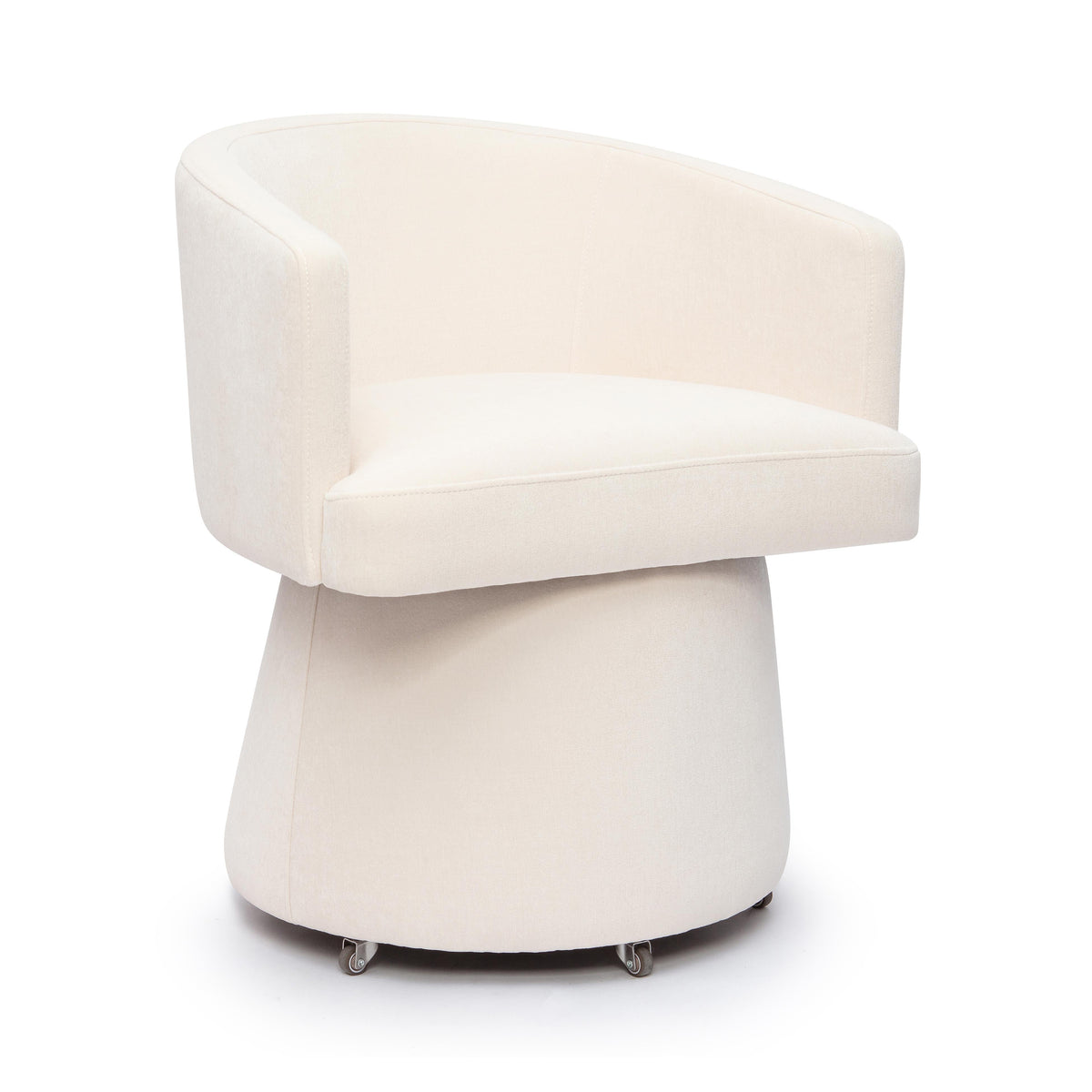 Kristen Upcycled Contract-Grade Chenille Rolling Desk Chair — Cream null