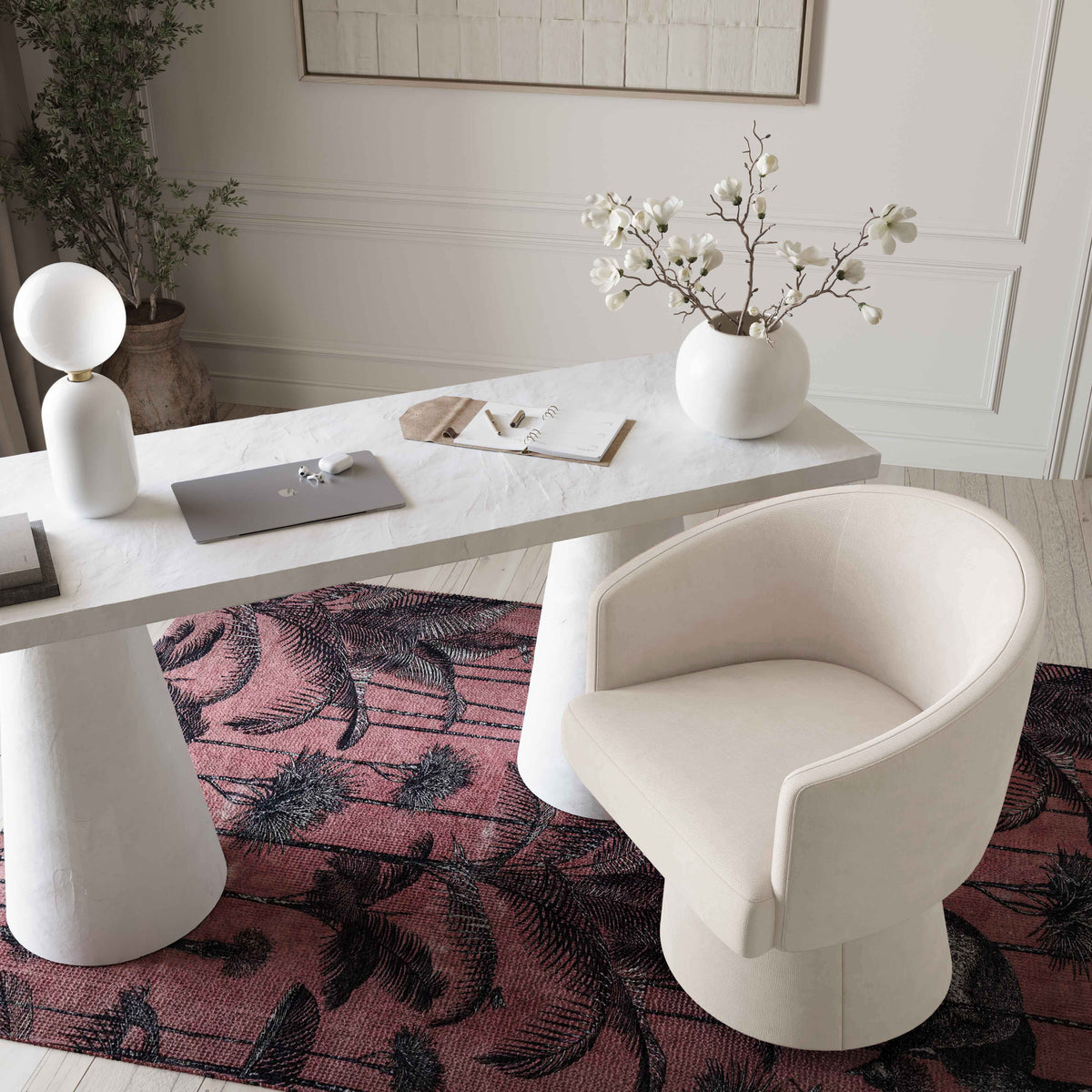 Kristen Upcycled Contract-Grade Chenille Rolling Desk Chair