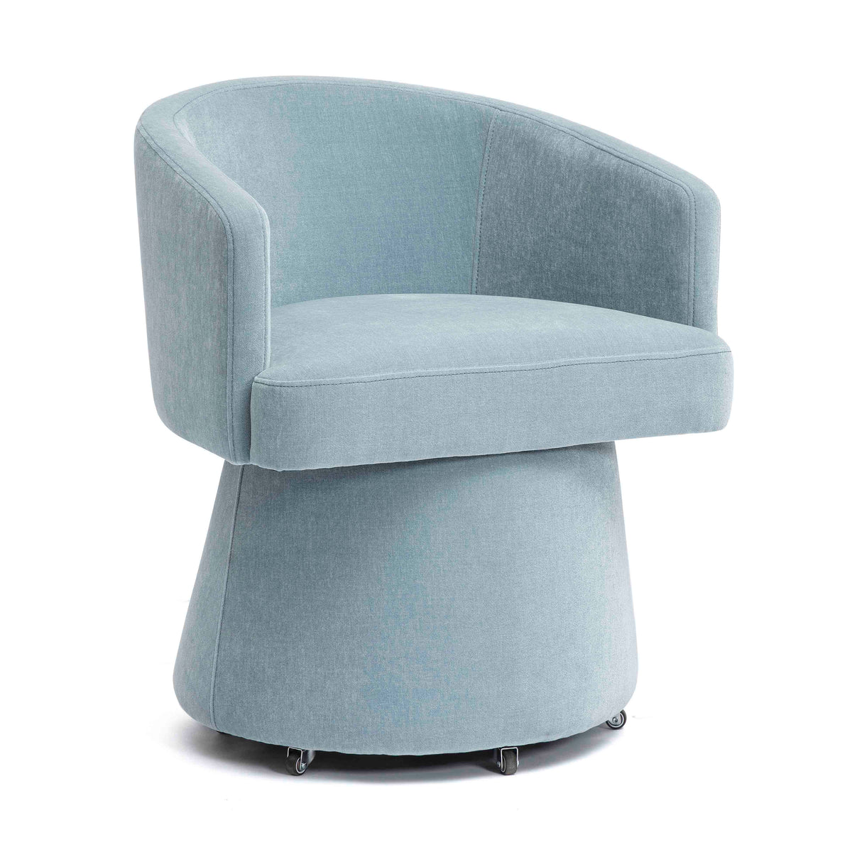 Kristen Upcycled Contract-Grade Chenille Rolling Desk Chair — Faded Blue null