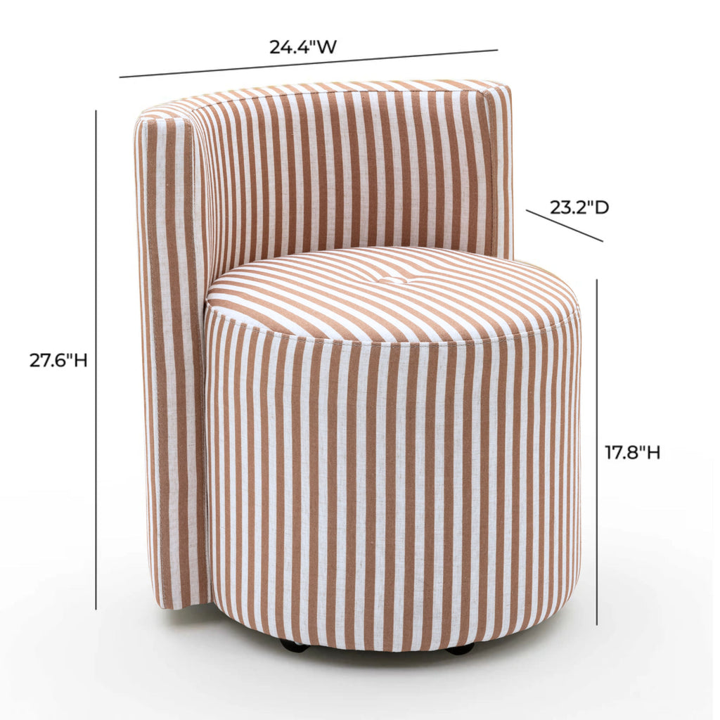 Alyssa Striped Performance Linen Rolling Desk Chair