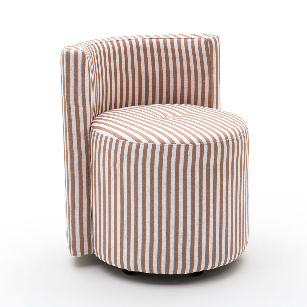 Alyssa Striped Performance Linen Rolling Desk Chair — Brown null