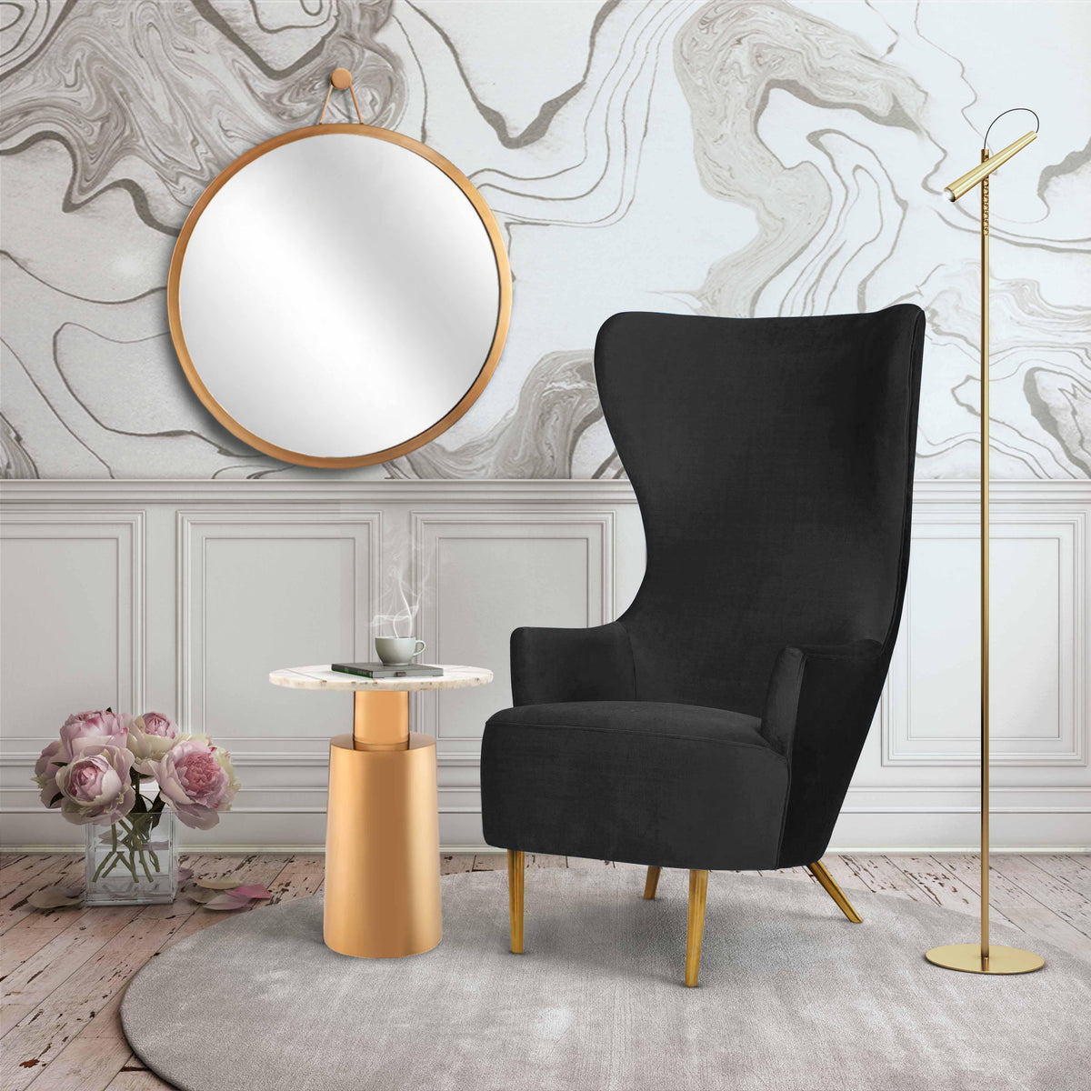 Julia Performance Velvet Wingback Accent Chair