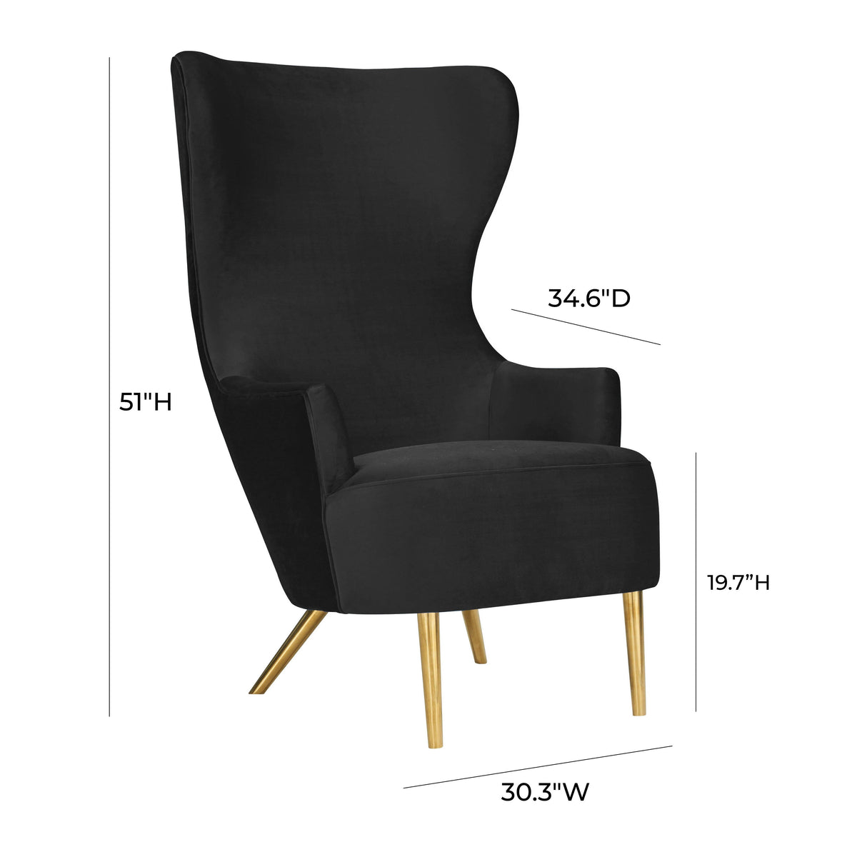 Julia Performance Velvet Wingback Accent Chair