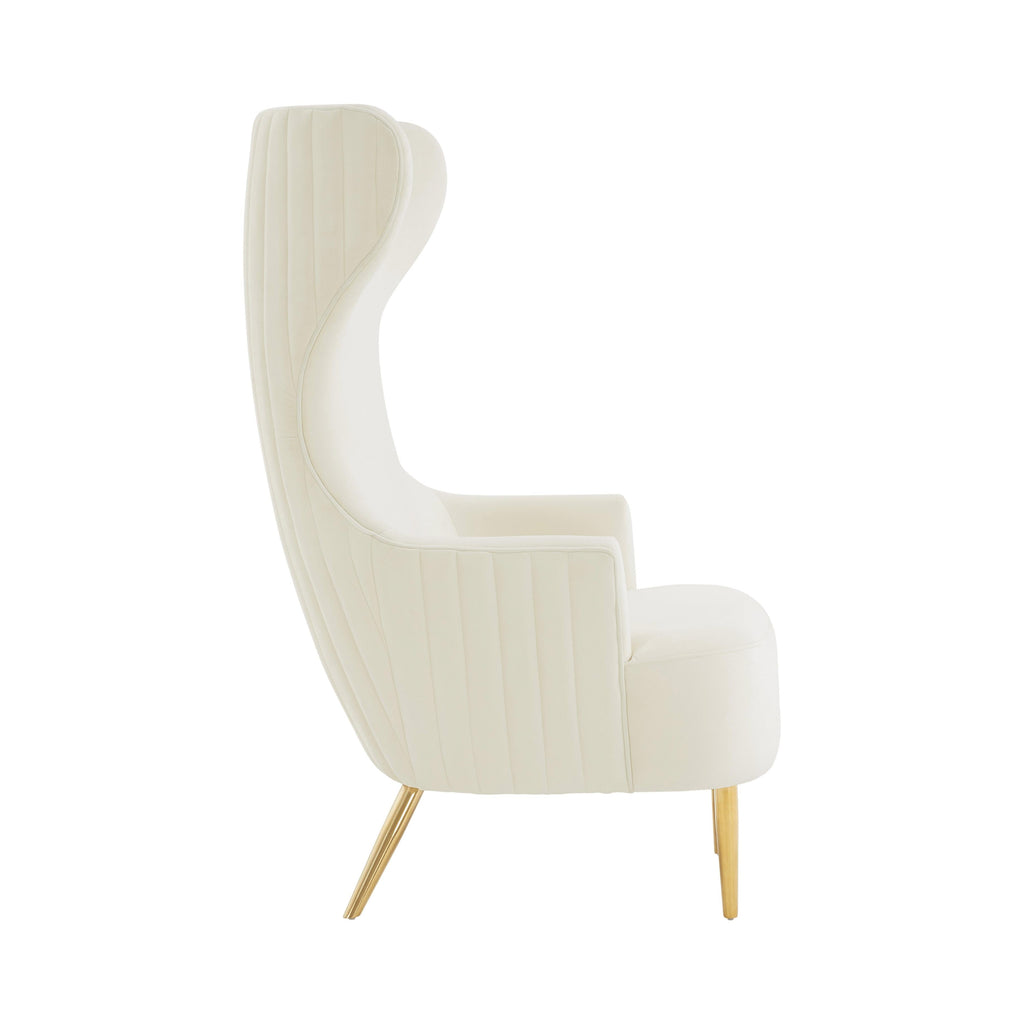 Julia Performance Velvet Channel Tufted Wingback Accent Chair