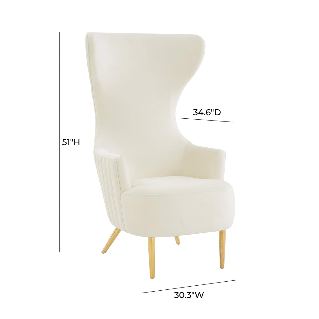 Julia Performance Velvet Channel Tufted Wingback Accent Chair