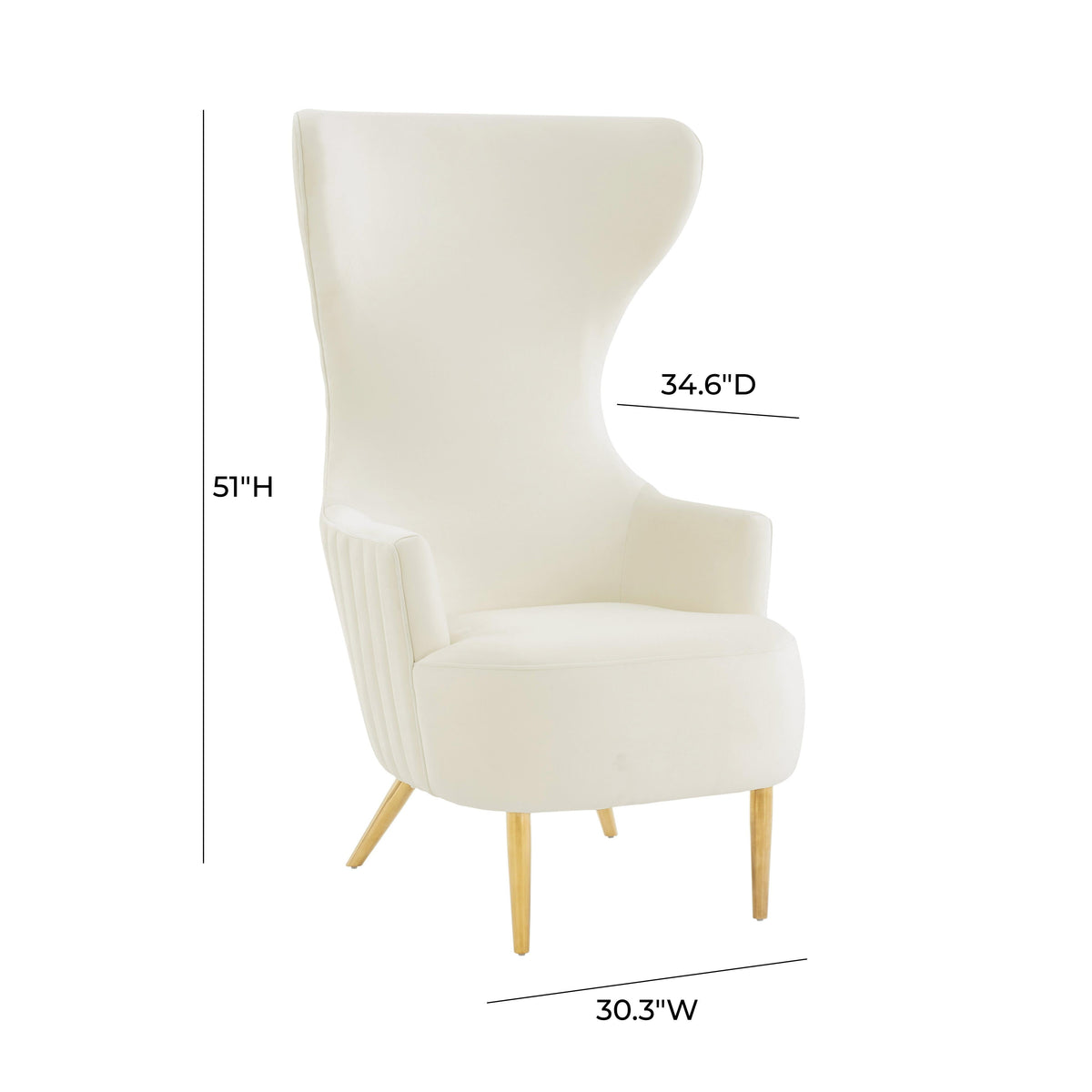 Julia Performance Velvet Channel Tufted Wingback Accent Chair