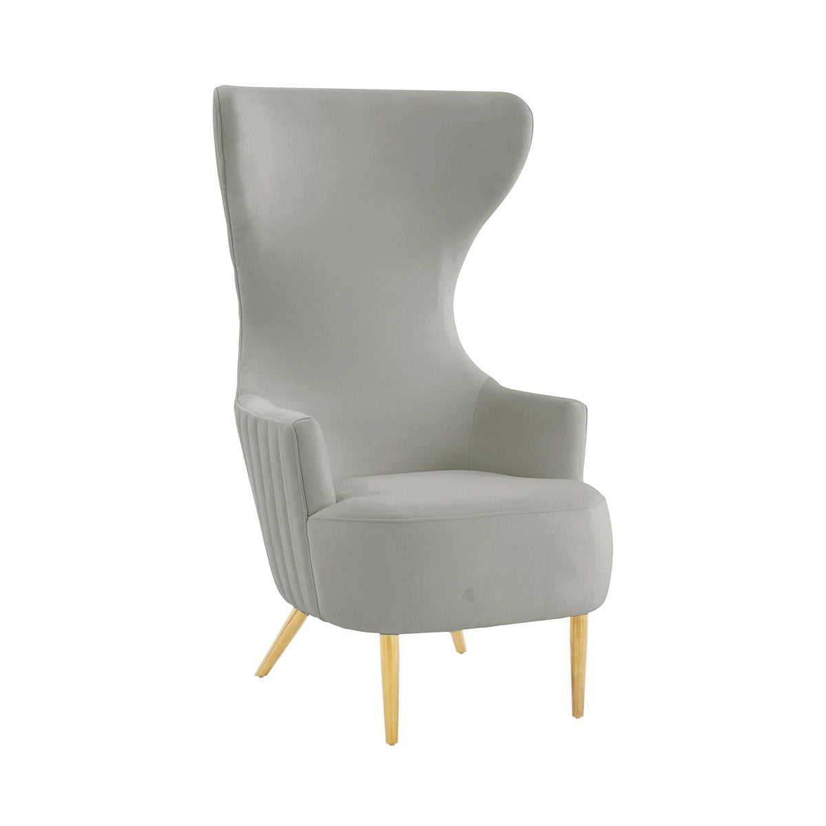 Julia Performance Velvet Channel Tufted Wingback Accent Chair