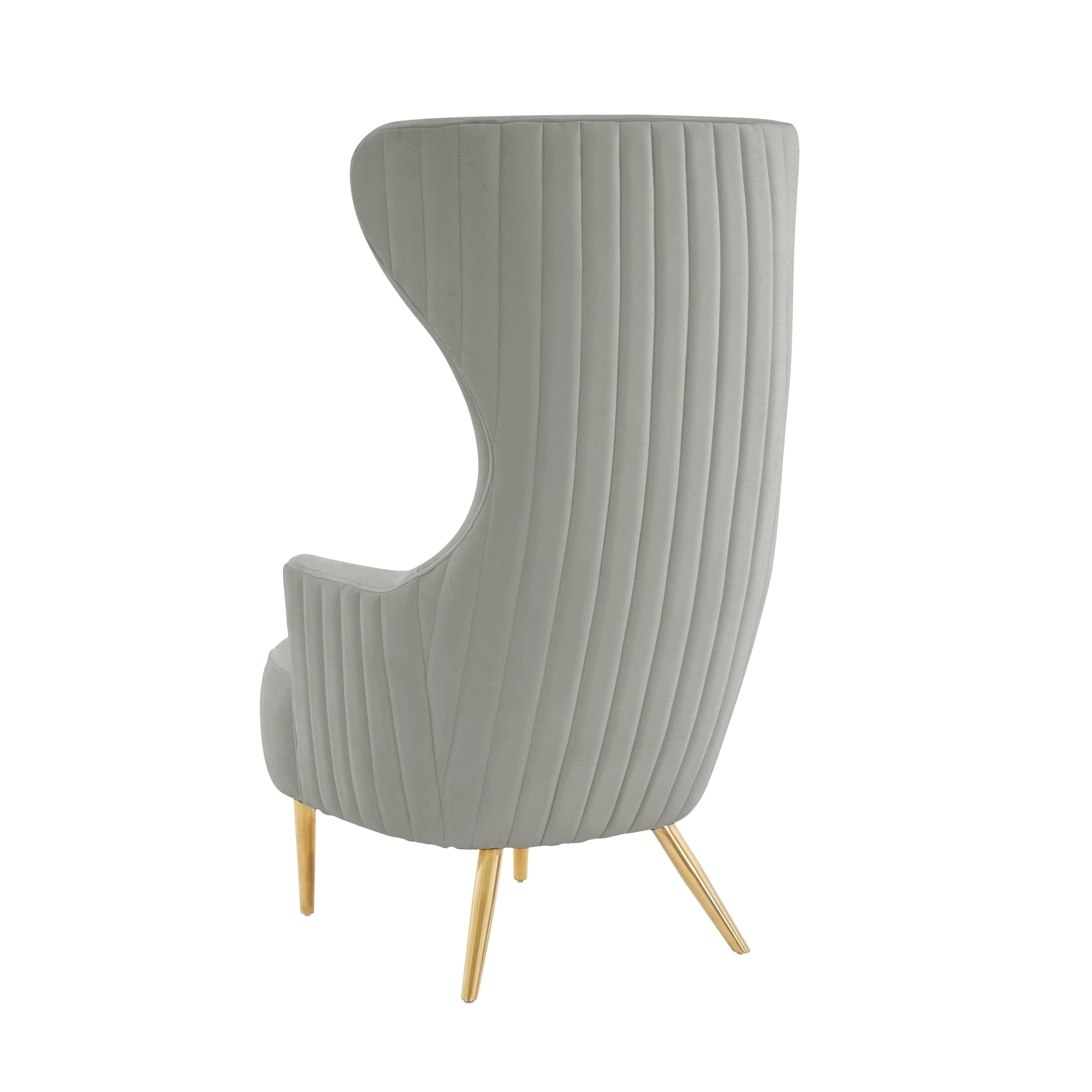 Julia Performance Velvet Channel Tufted Wingback Accent Chair