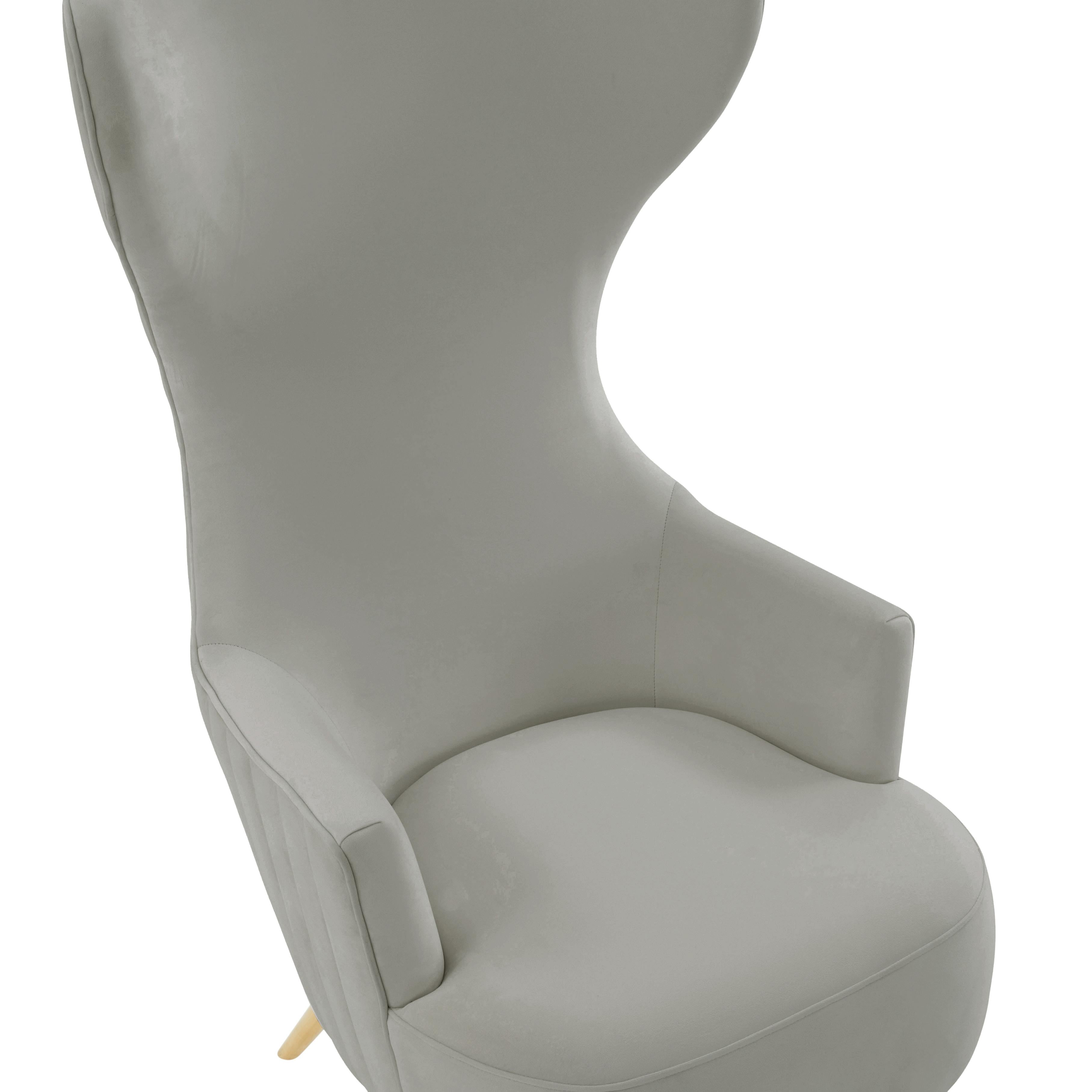 Julia Performance Velvet Channel Tufted Wingback Accent Chair