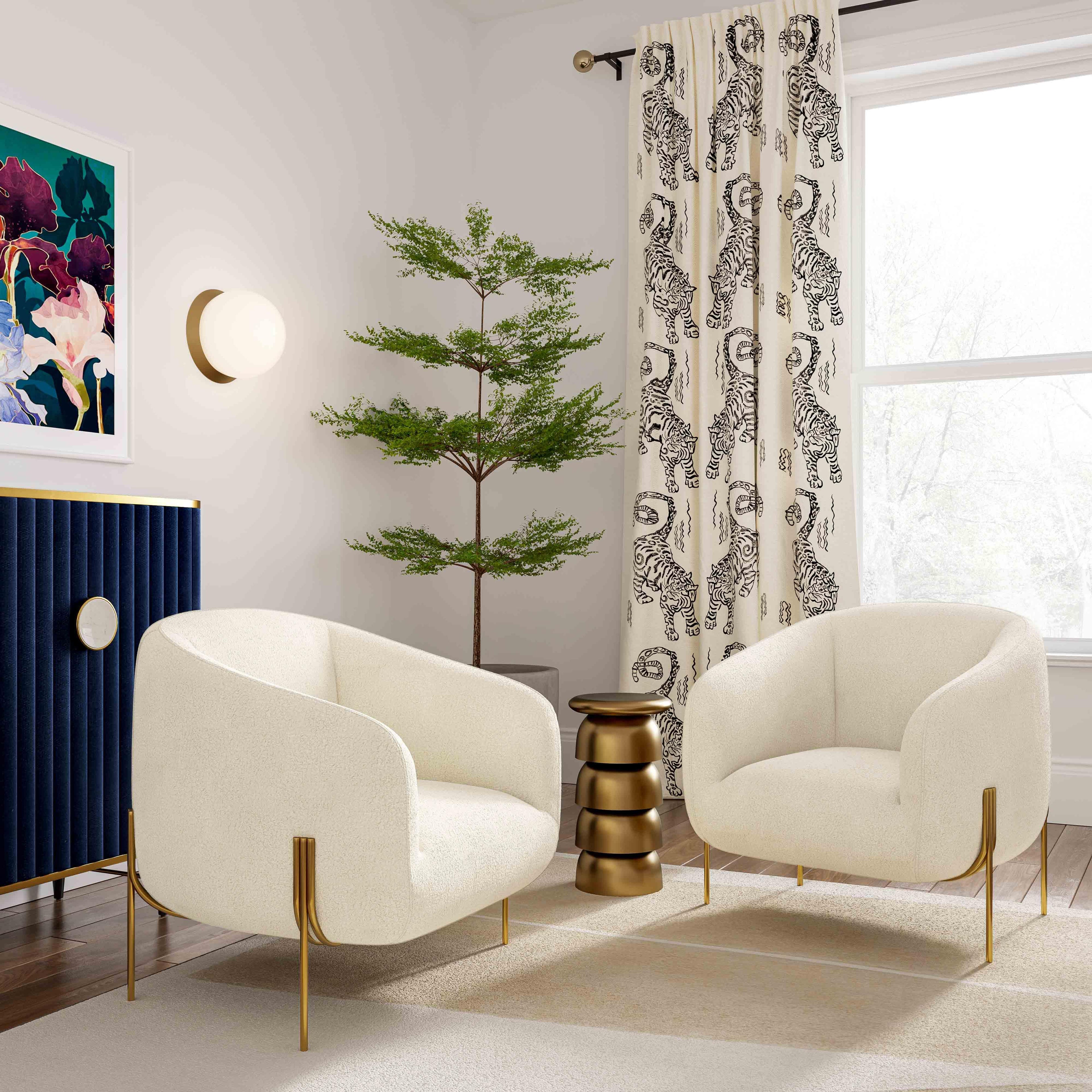 Kandra Cream Performance Vegan Shearling Accent Chair by Inspire Me! Home Decor