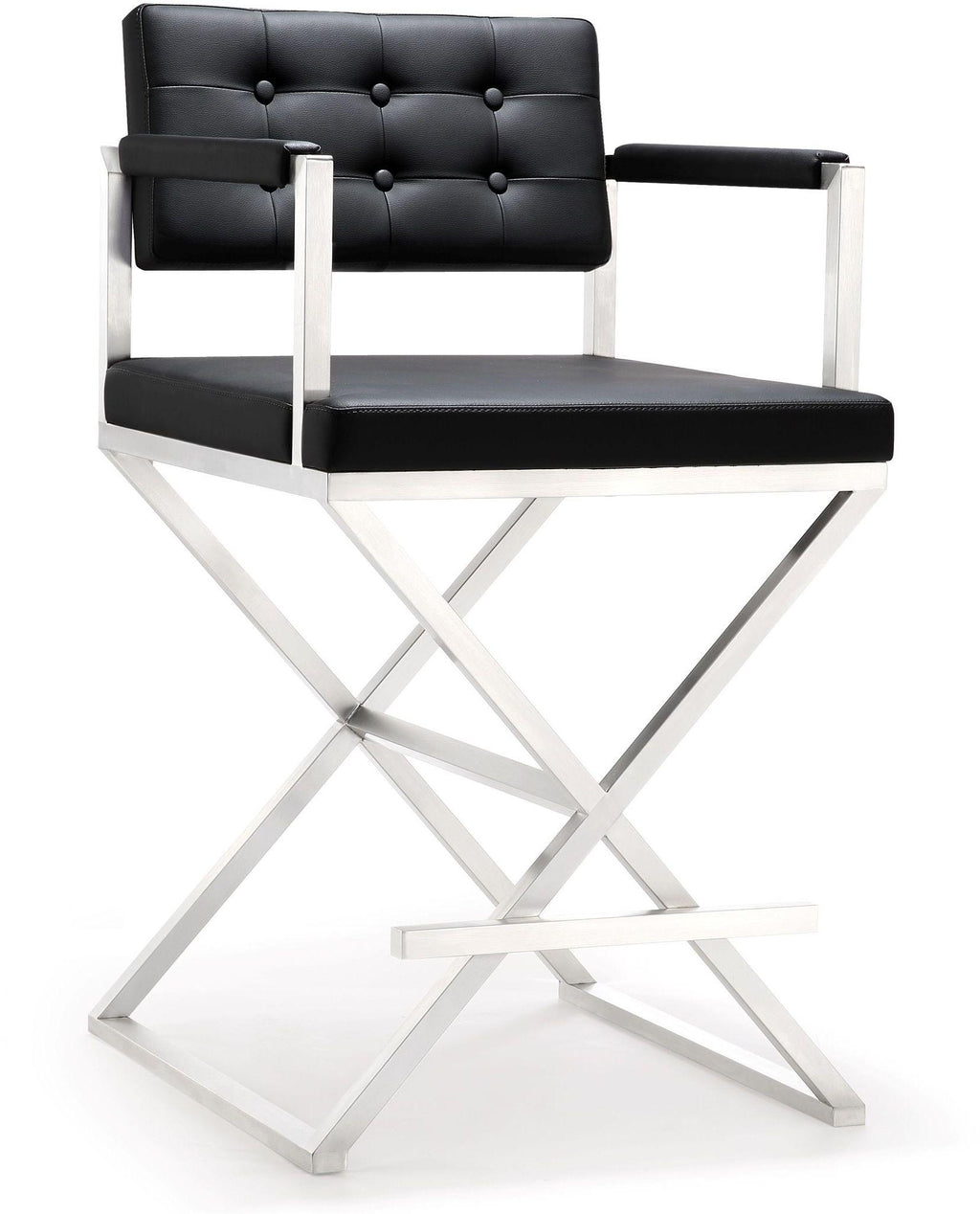 Director Performance Vegan Leather Stool with Silver Base