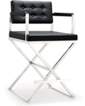 Director Performance Vegan Leather Stool with Silver Base