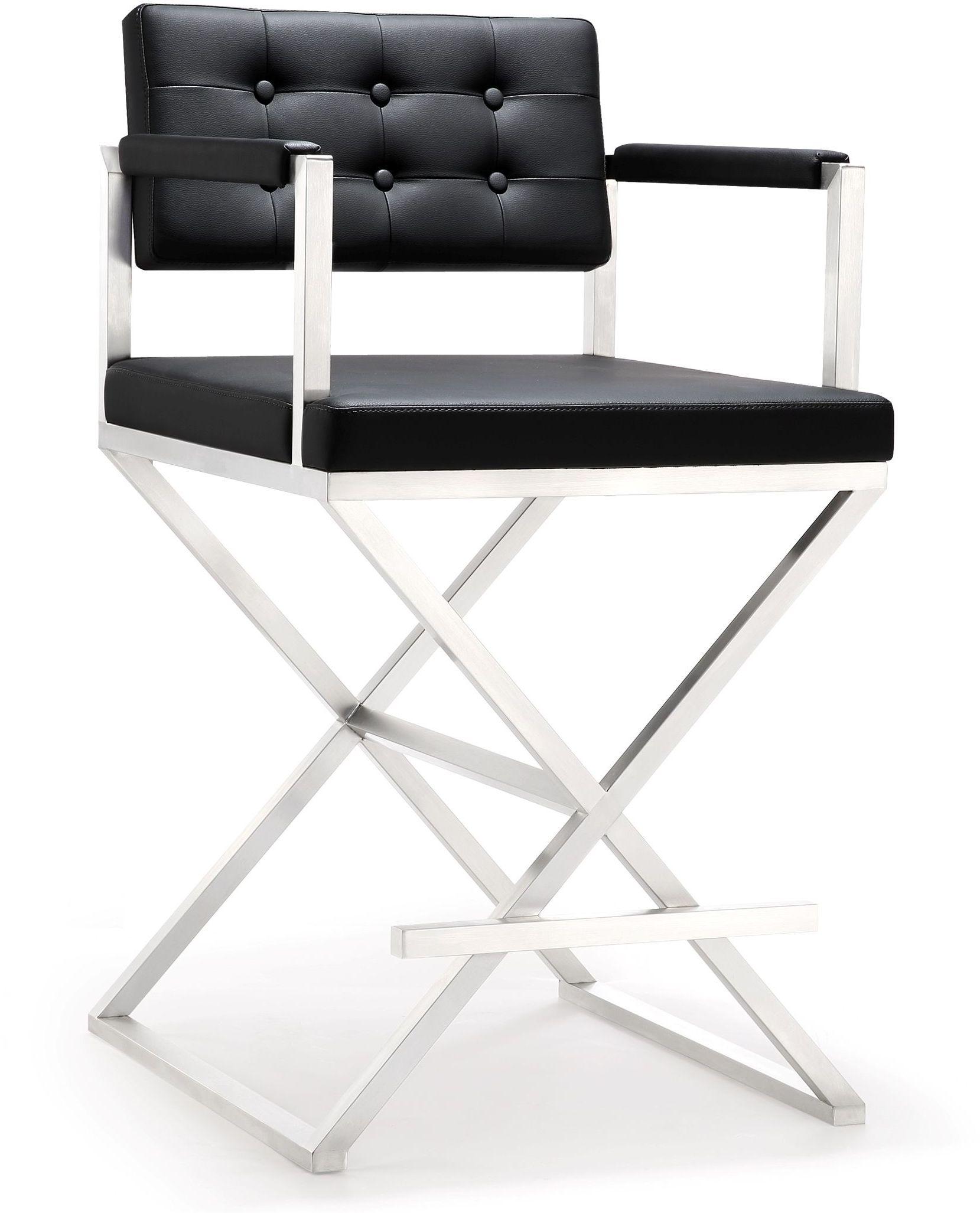 Director Performance Vegan Leather Stool with Silver Base