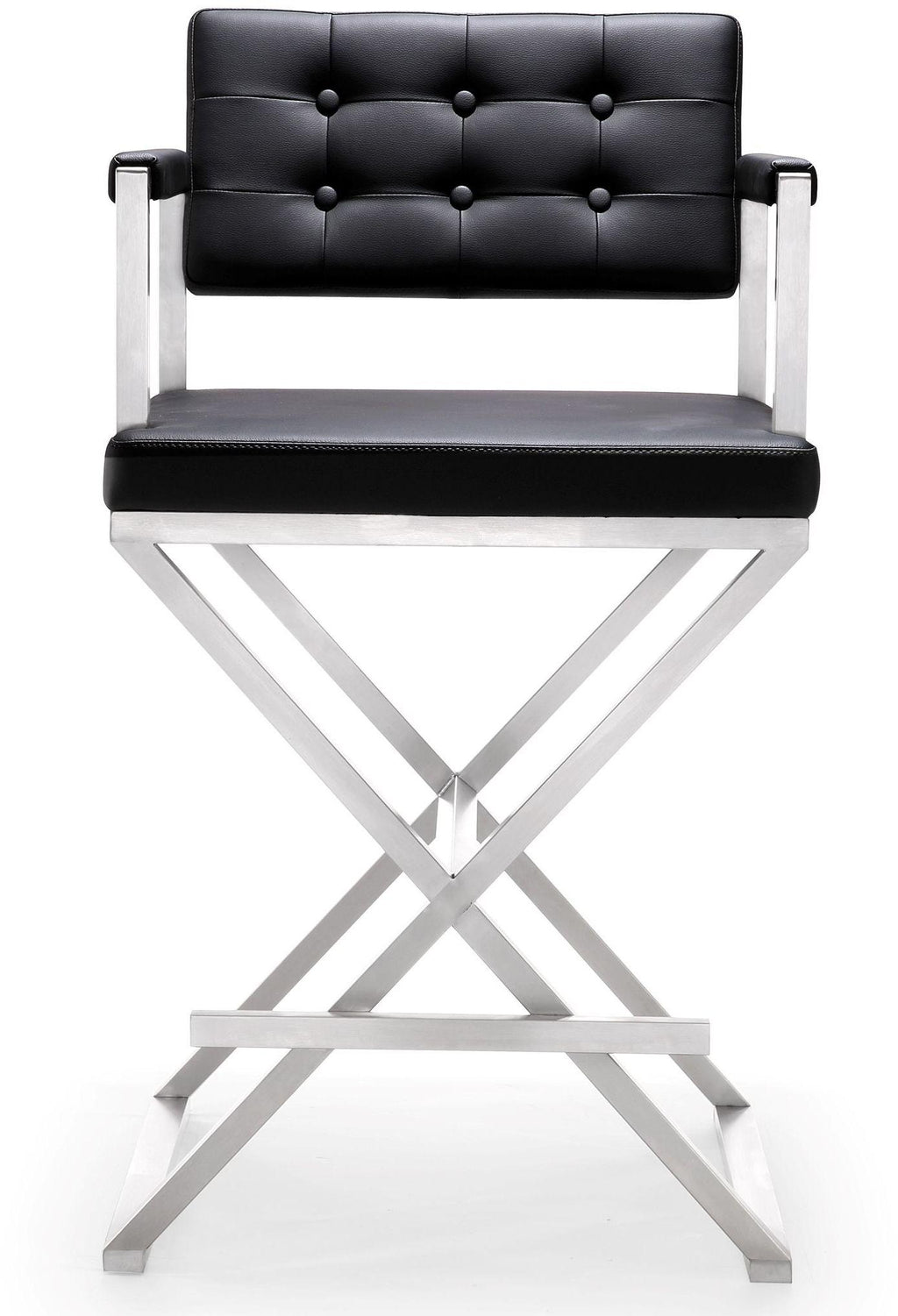 Director Performance Vegan Leather Stool with Silver Base