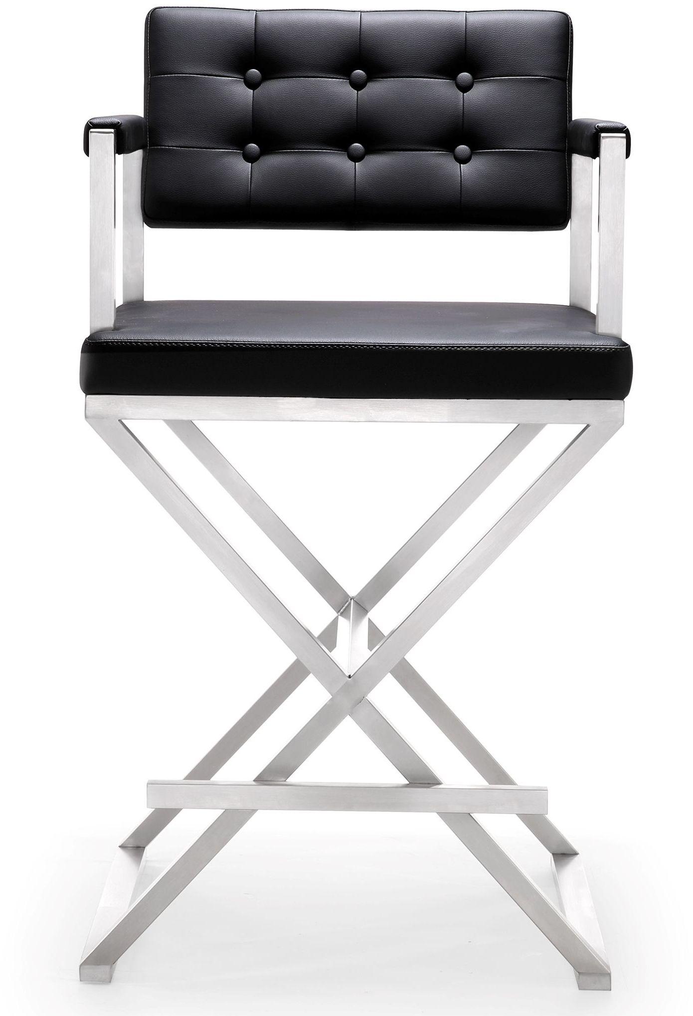 Director Performance Vegan Leather Stool with Silver Base