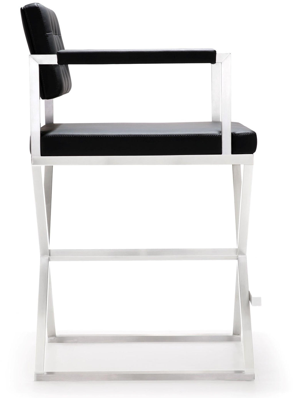 Director Performance Vegan Leather Stool with Silver Base