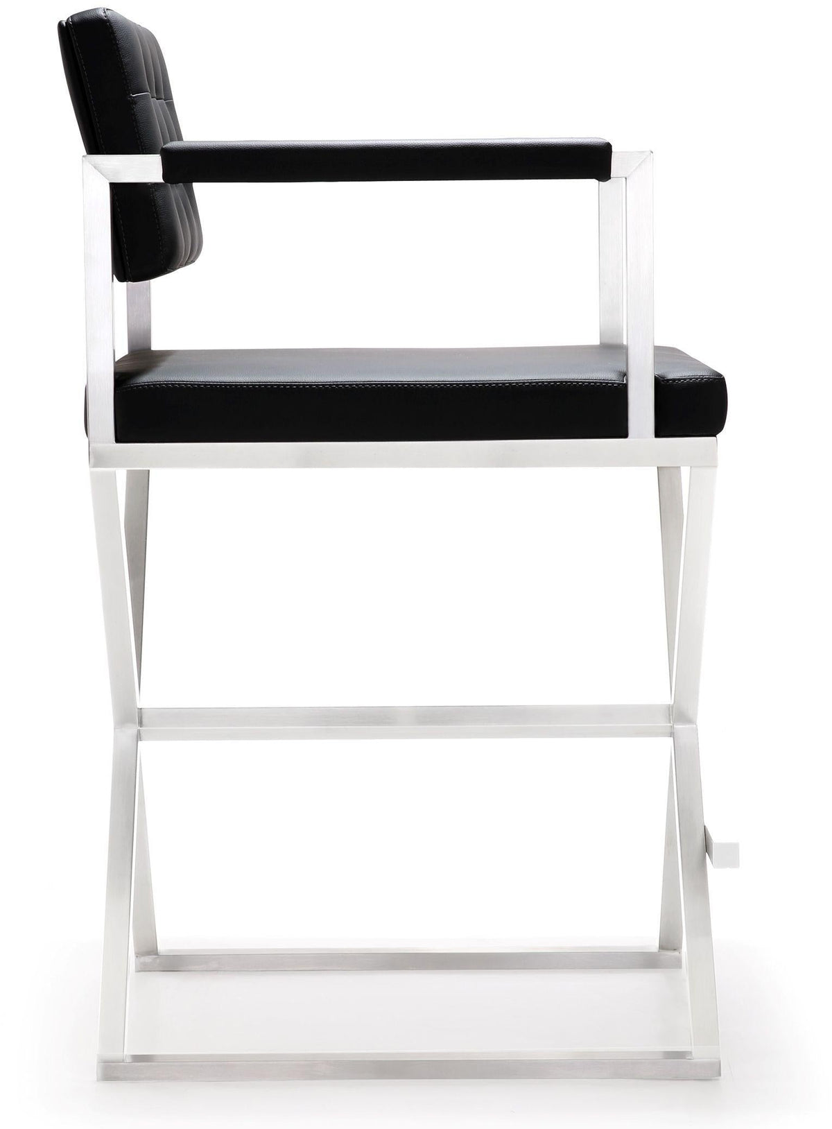 Director Performance Vegan Leather Stool with Silver Base