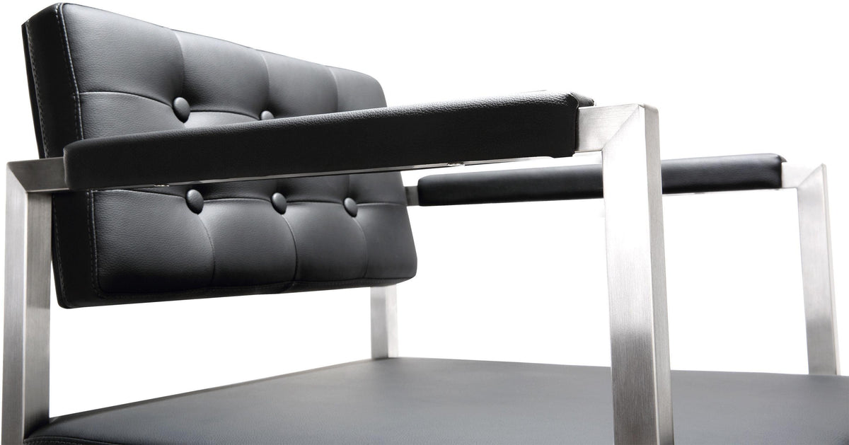 Director Performance Vegan Leather Stool with Silver Base