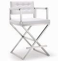 Director Performance Vegan Leather Stool with Silver Base