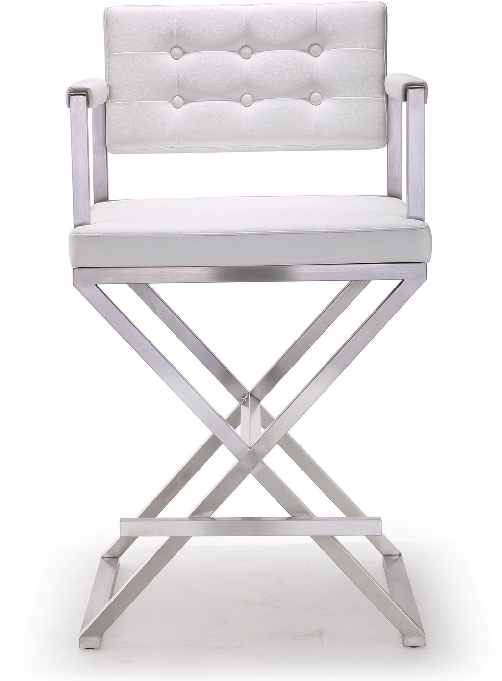 Director Performance Vegan Leather Stool with Silver Base