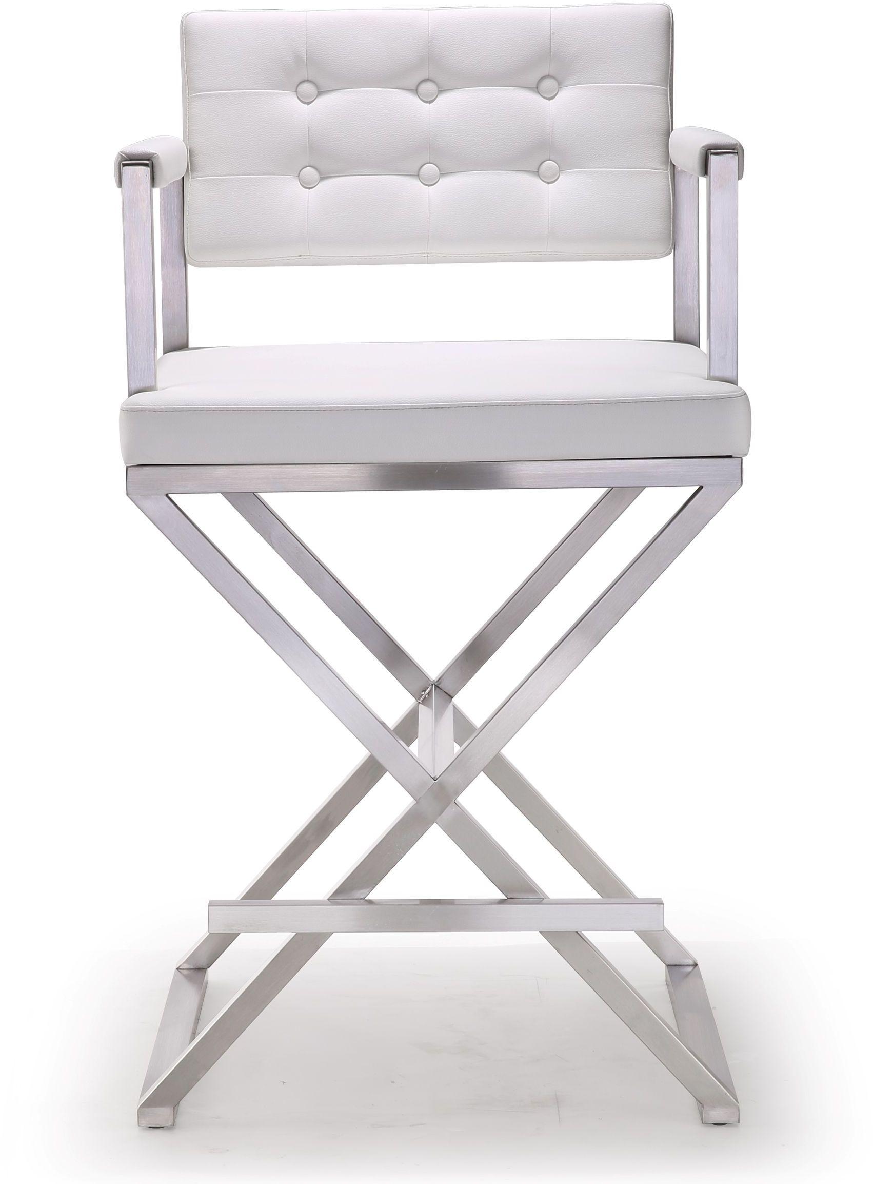 Director Performance Vegan Leather Stool with Silver Base
