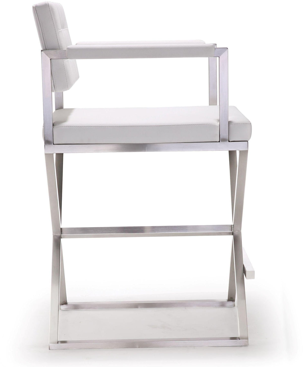 Director Performance Vegan Leather Stool with Silver Base
