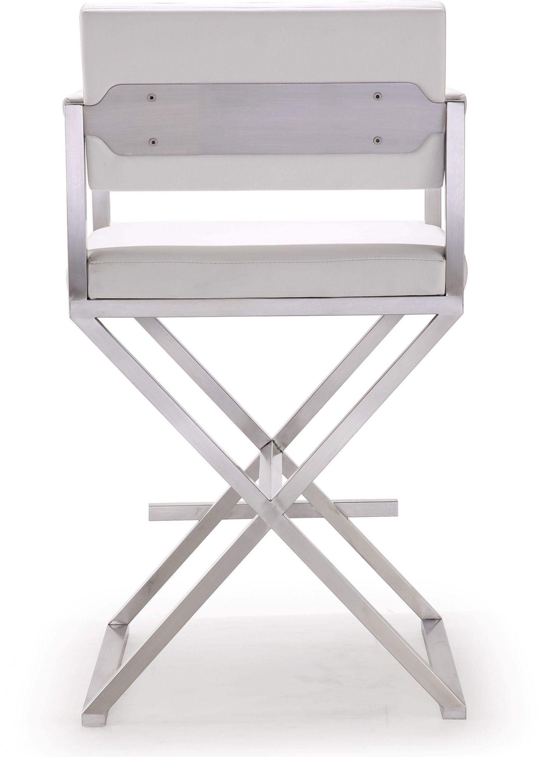 Director Performance Vegan Leather Stool with Silver Base