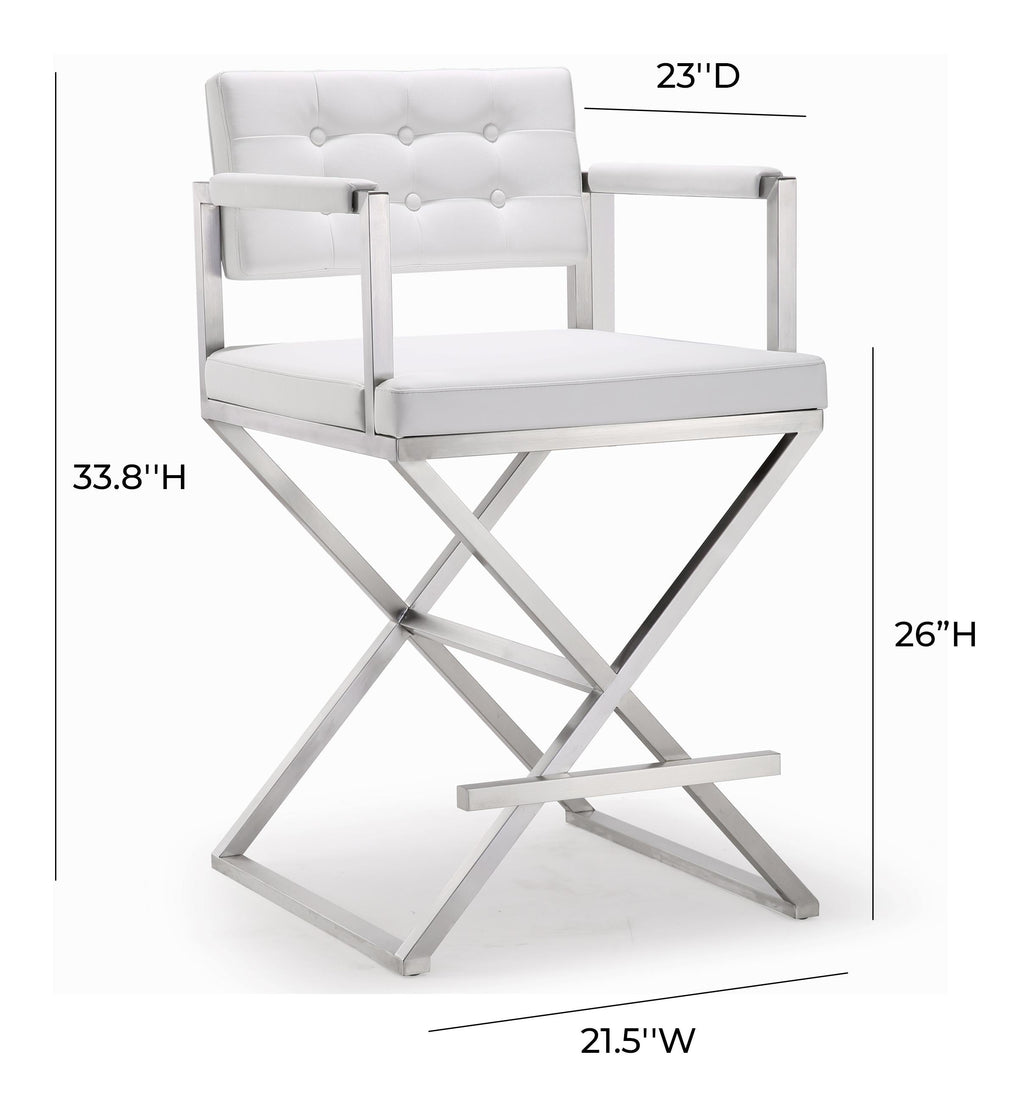 Director Performance Vegan Leather Stool with Silver Base