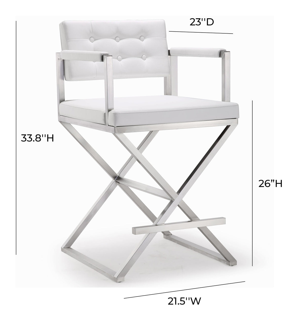 Director Performance Vegan Leather Stool with Silver Base