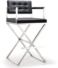 Director Performance Vegan Leather Stool with Silver Base