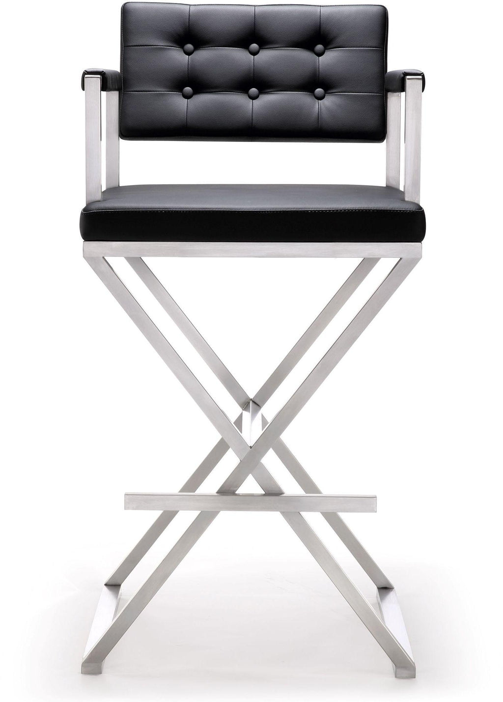 Director Performance Vegan Leather Stool with Silver Base