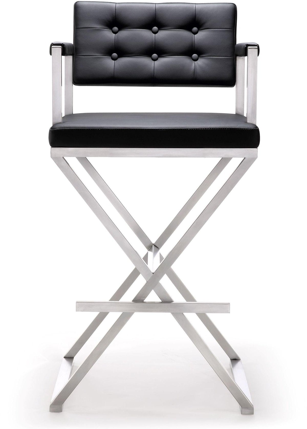 Director Performance Vegan Leather Stool with Silver Base