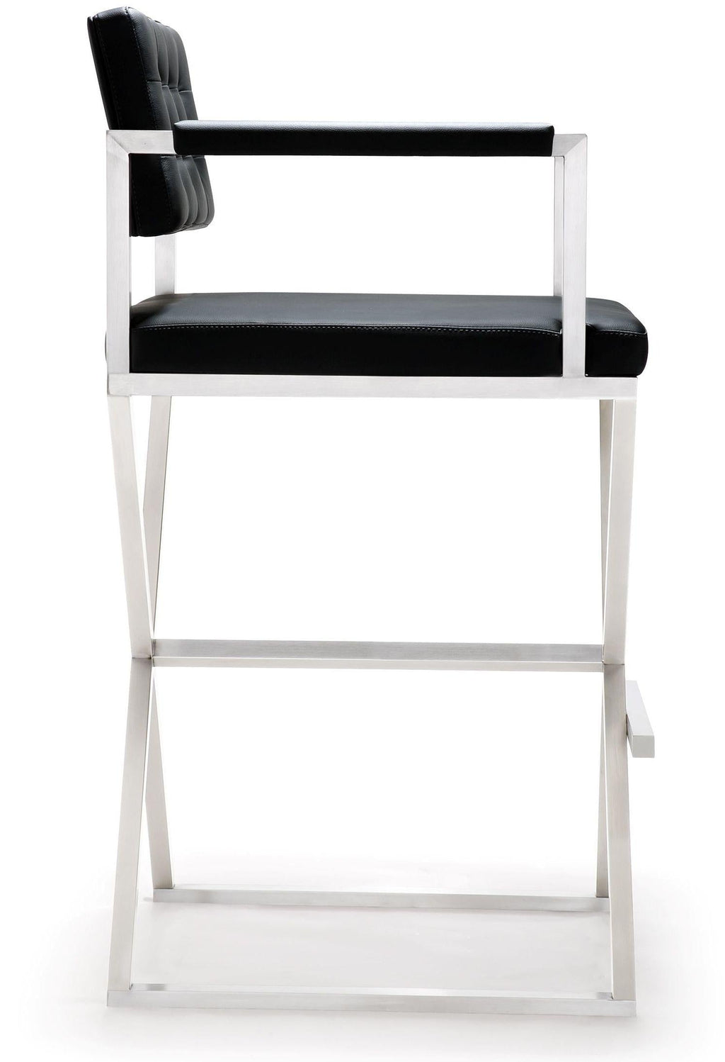 Director Performance Vegan Leather Stool with Silver Base