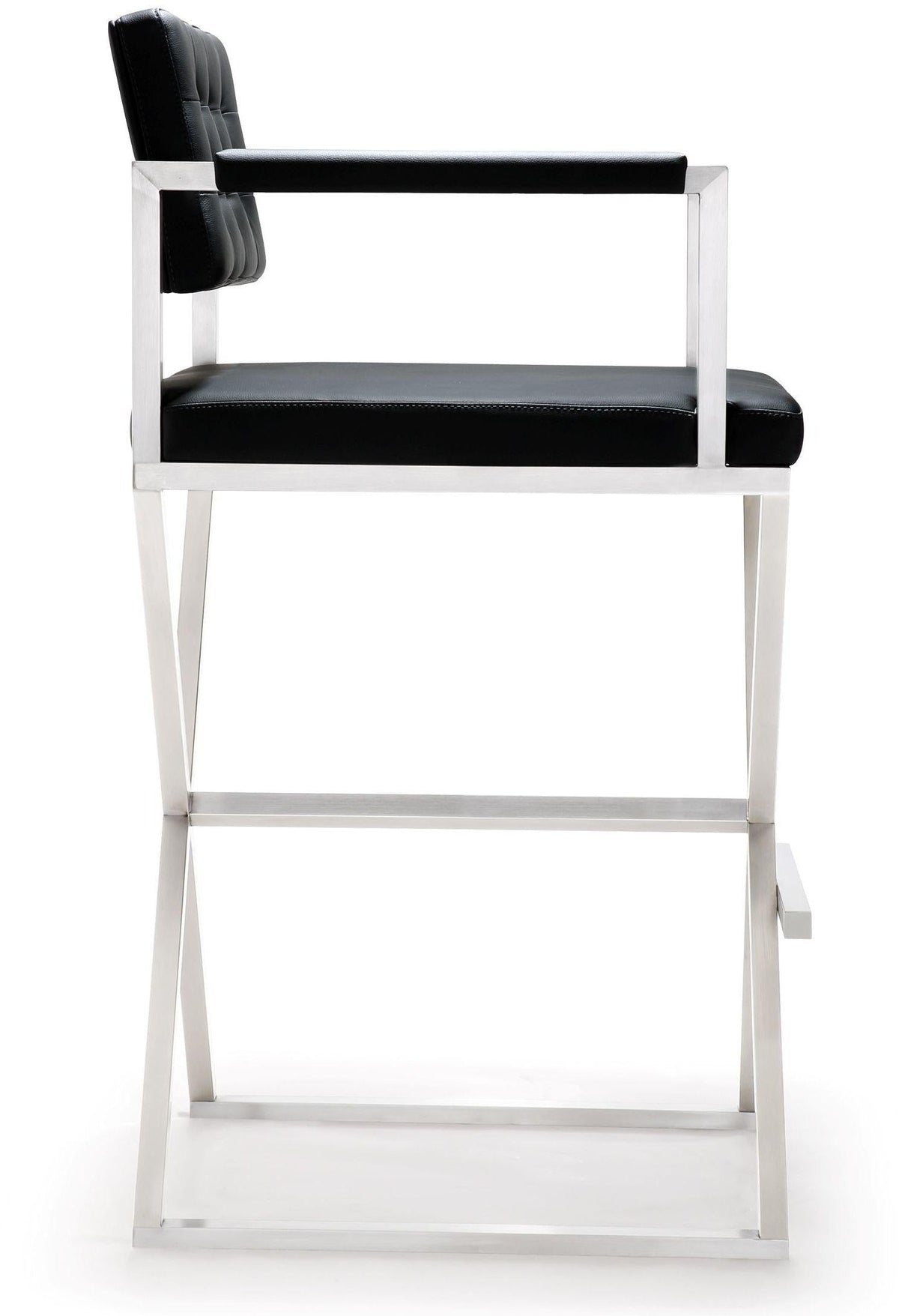 Director Performance Vegan Leather Stool with Silver Base
