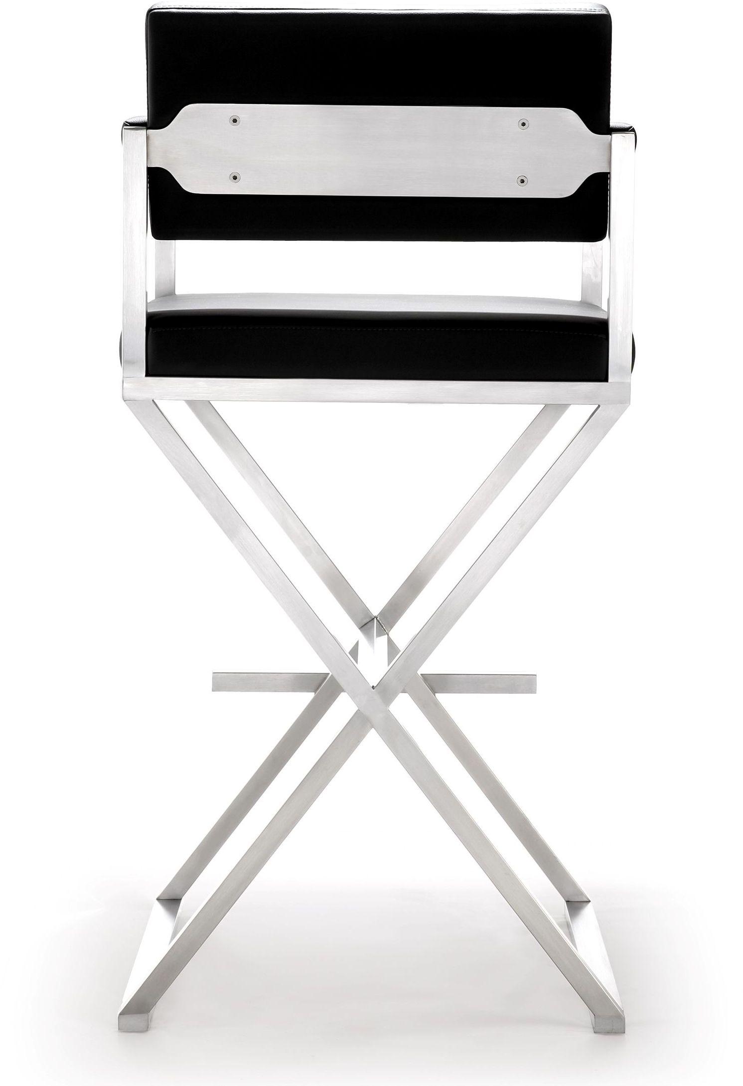 Director Performance Vegan Leather Stool with Silver Base