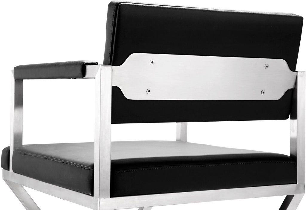 Director Performance Vegan Leather Stool with Silver Base
