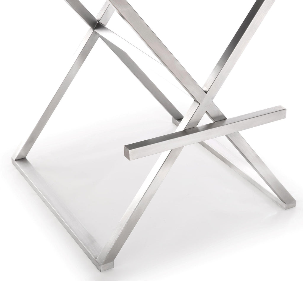 Director Performance Vegan Leather Stool with Silver Base