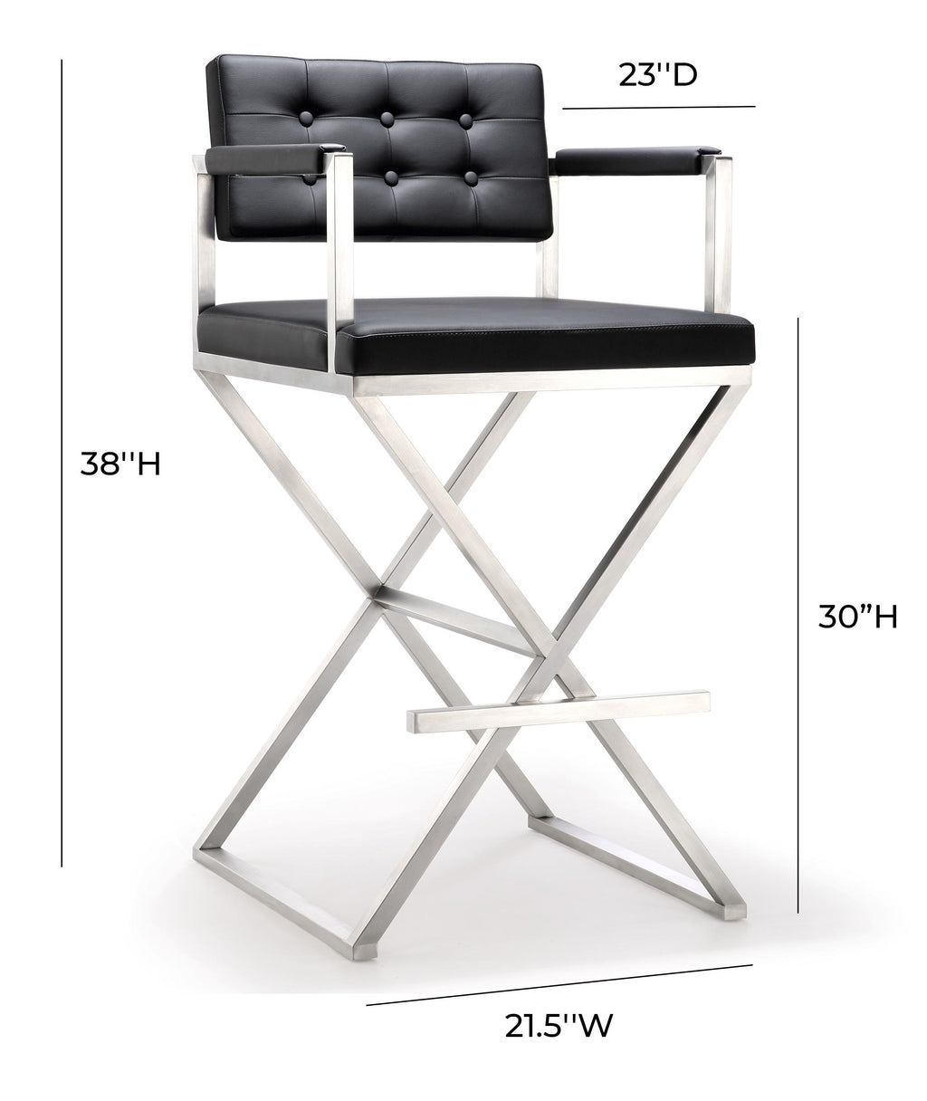 Director Performance Vegan Leather Stool with Silver Base