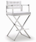 Director Performance Vegan Leather Stool with Silver Base