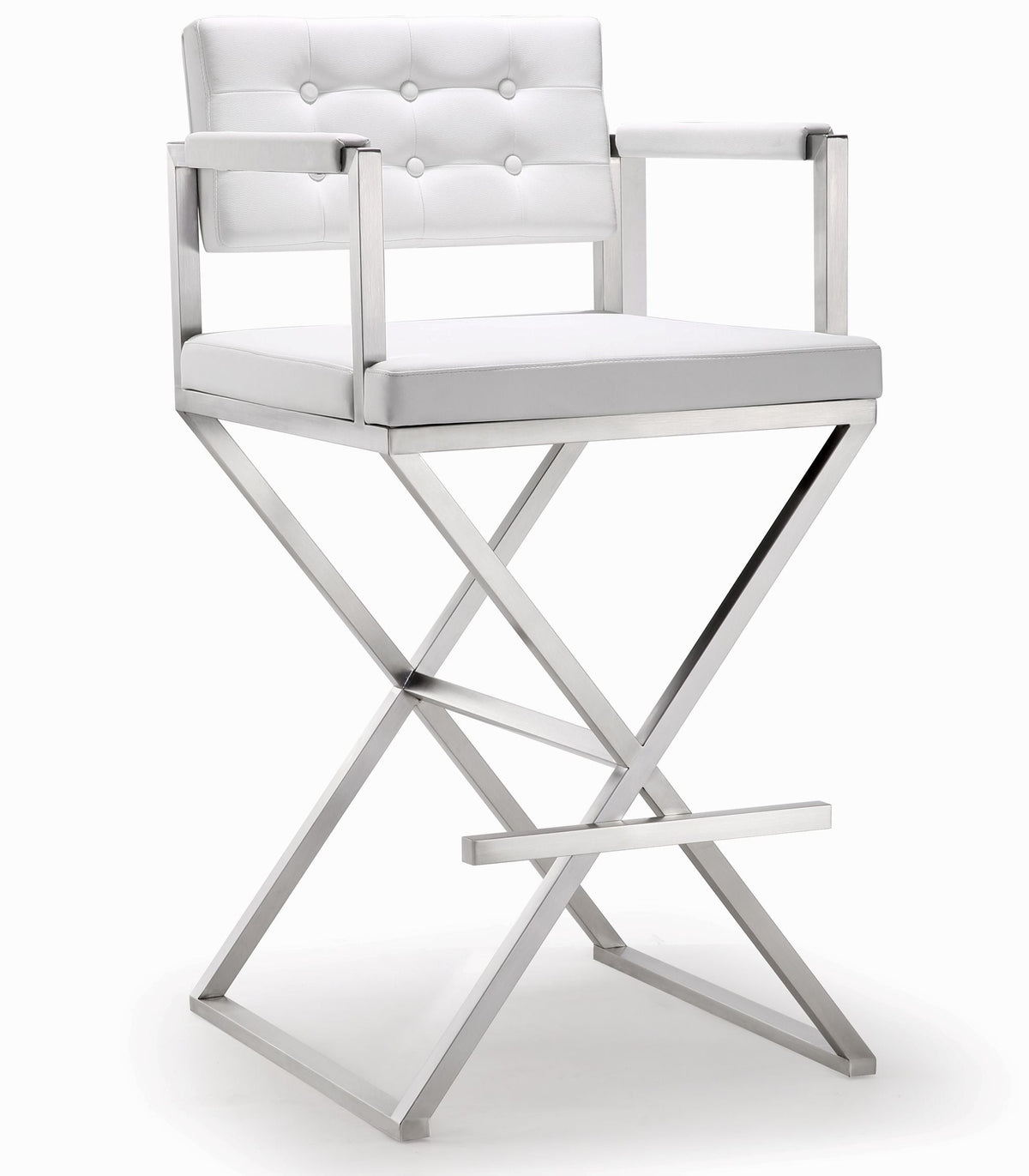 Director Performance Vegan Leather Stool with Silver Base
