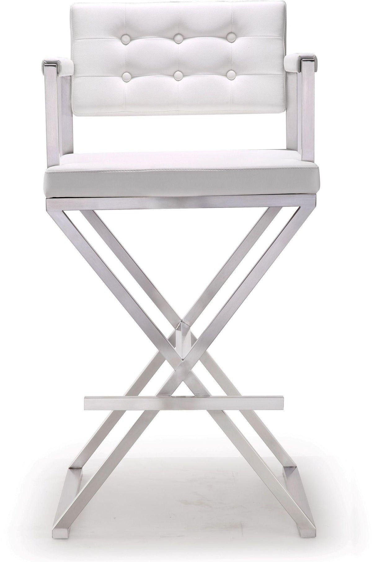 Director Performance Vegan Leather Stool with Silver Base