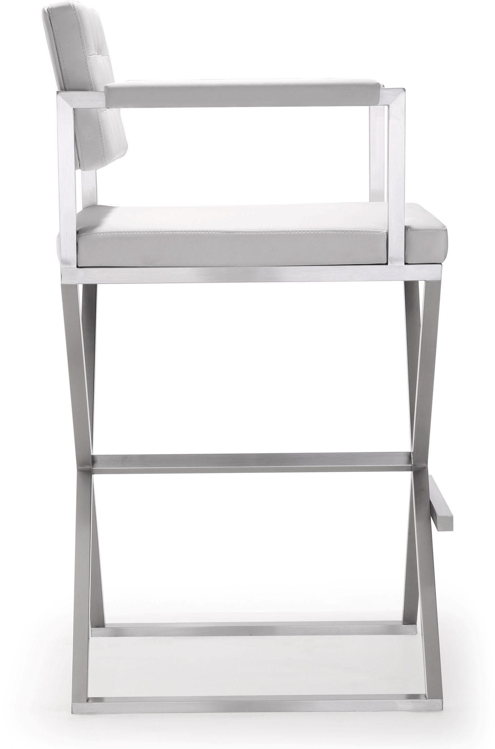 Director Performance Vegan Leather Stool with Silver Base