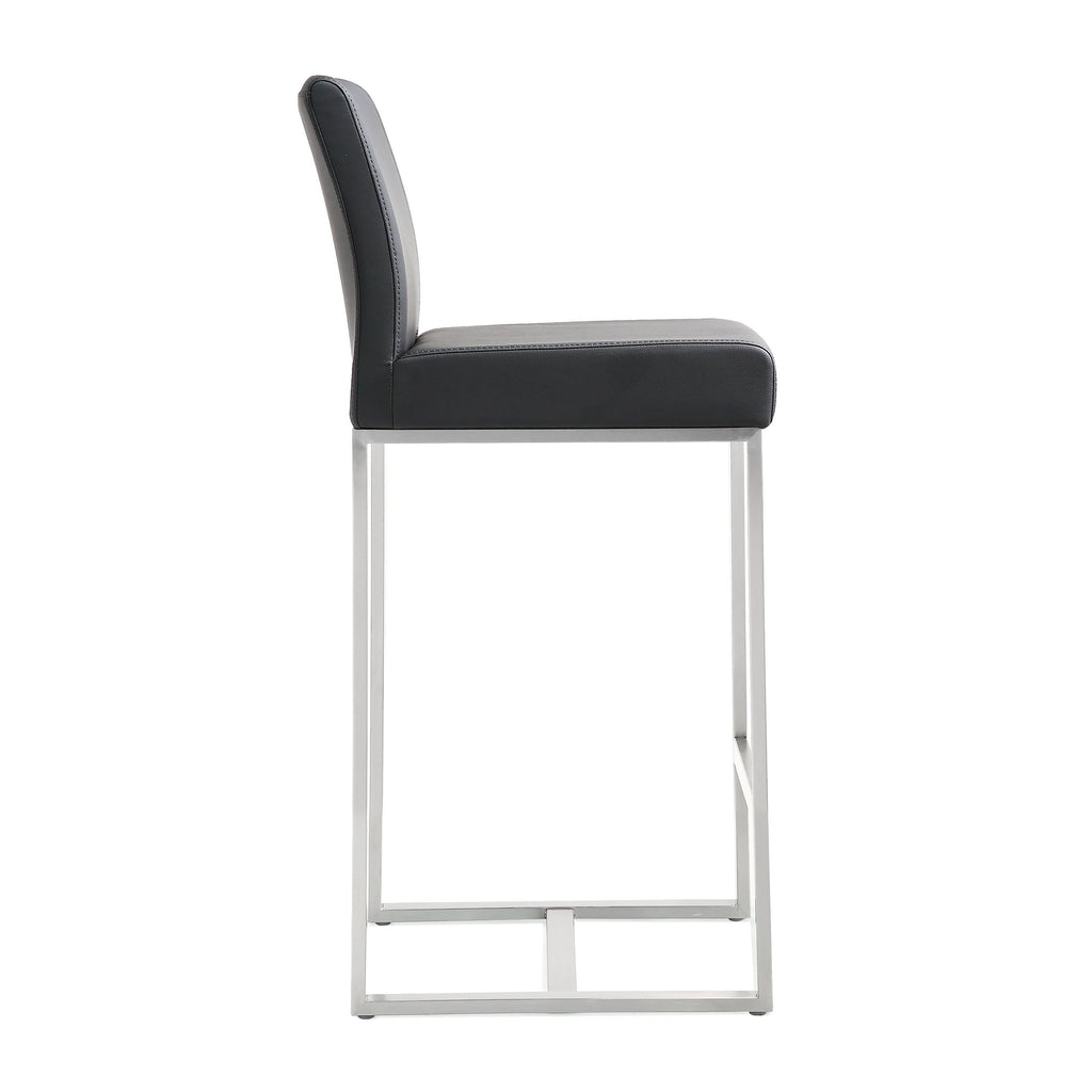 Denmark Performance Vegan Leather Stool with Silver Base - Set of 2