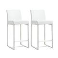 Denmark Performance Vegan Leather Stool with Silver Base - Set of 2