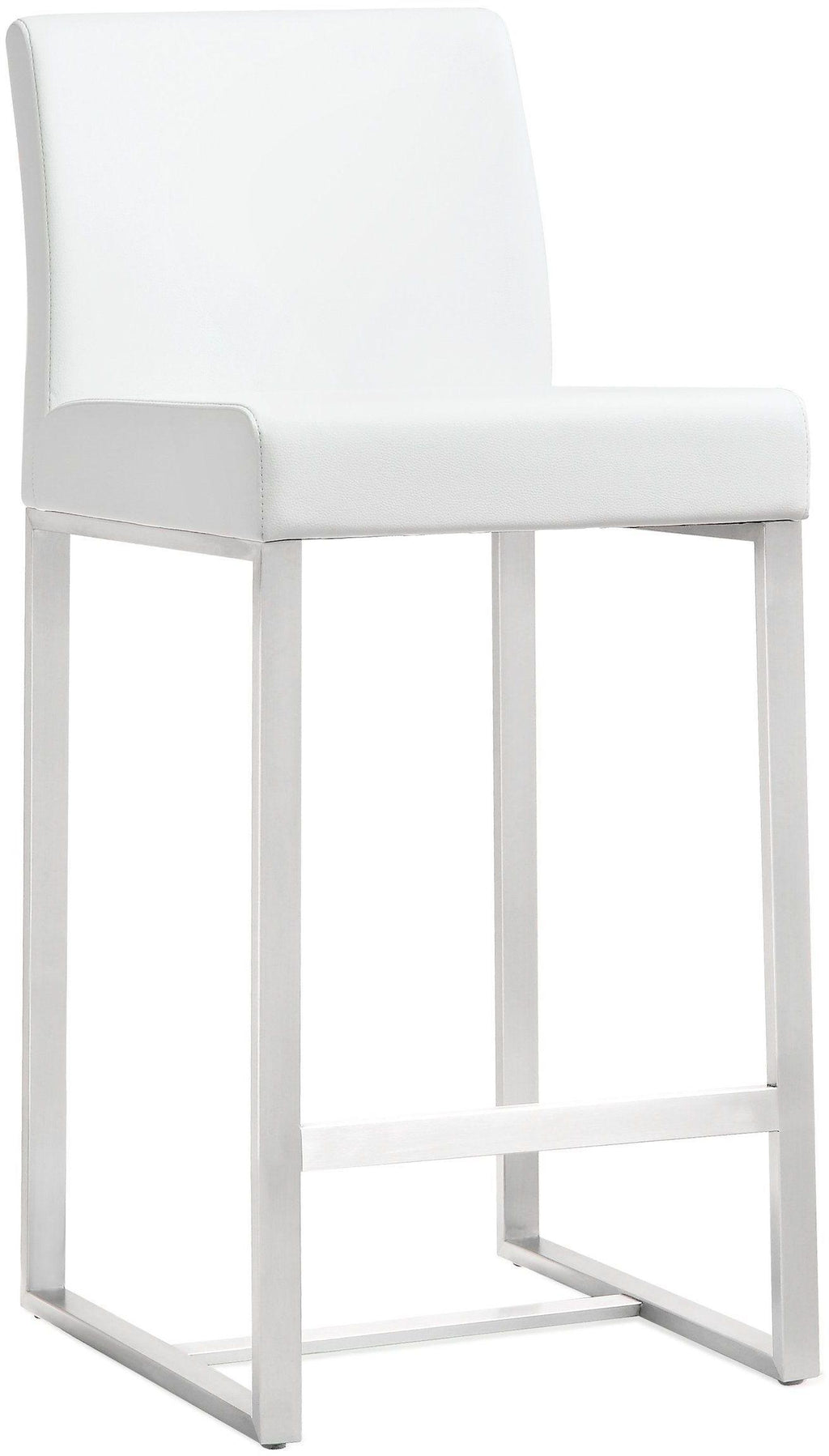 Denmark Performance Vegan Leather Stool with Silver Base - Set of 2