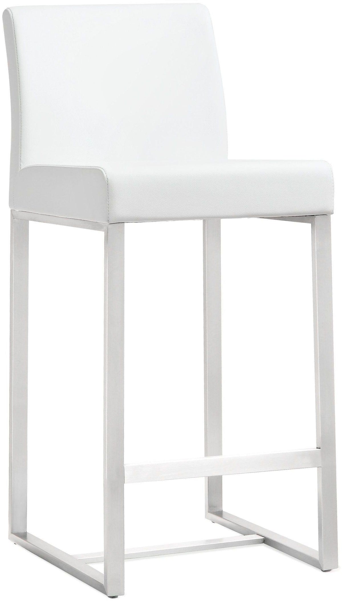 Denmark Performance Vegan Leather Stool with Silver Base - Set of 2