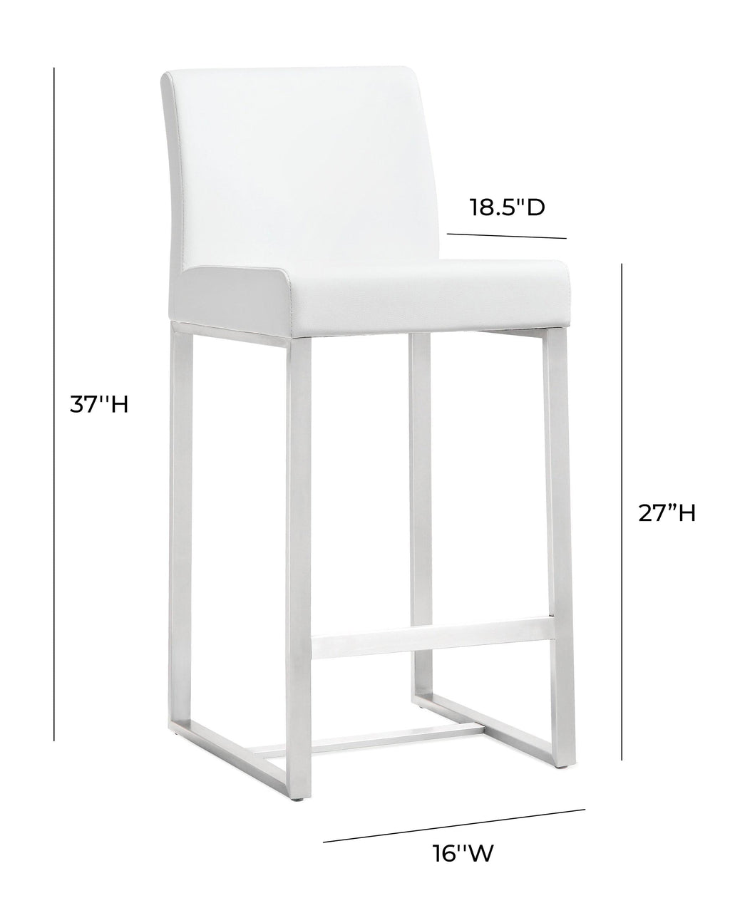 Denmark Performance Vegan Leather Stool with Silver Base - Set of 2