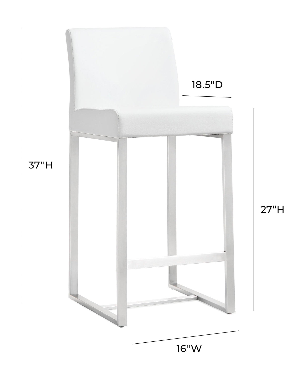 Denmark Performance Vegan Leather Stool with Silver Base - Set of 2