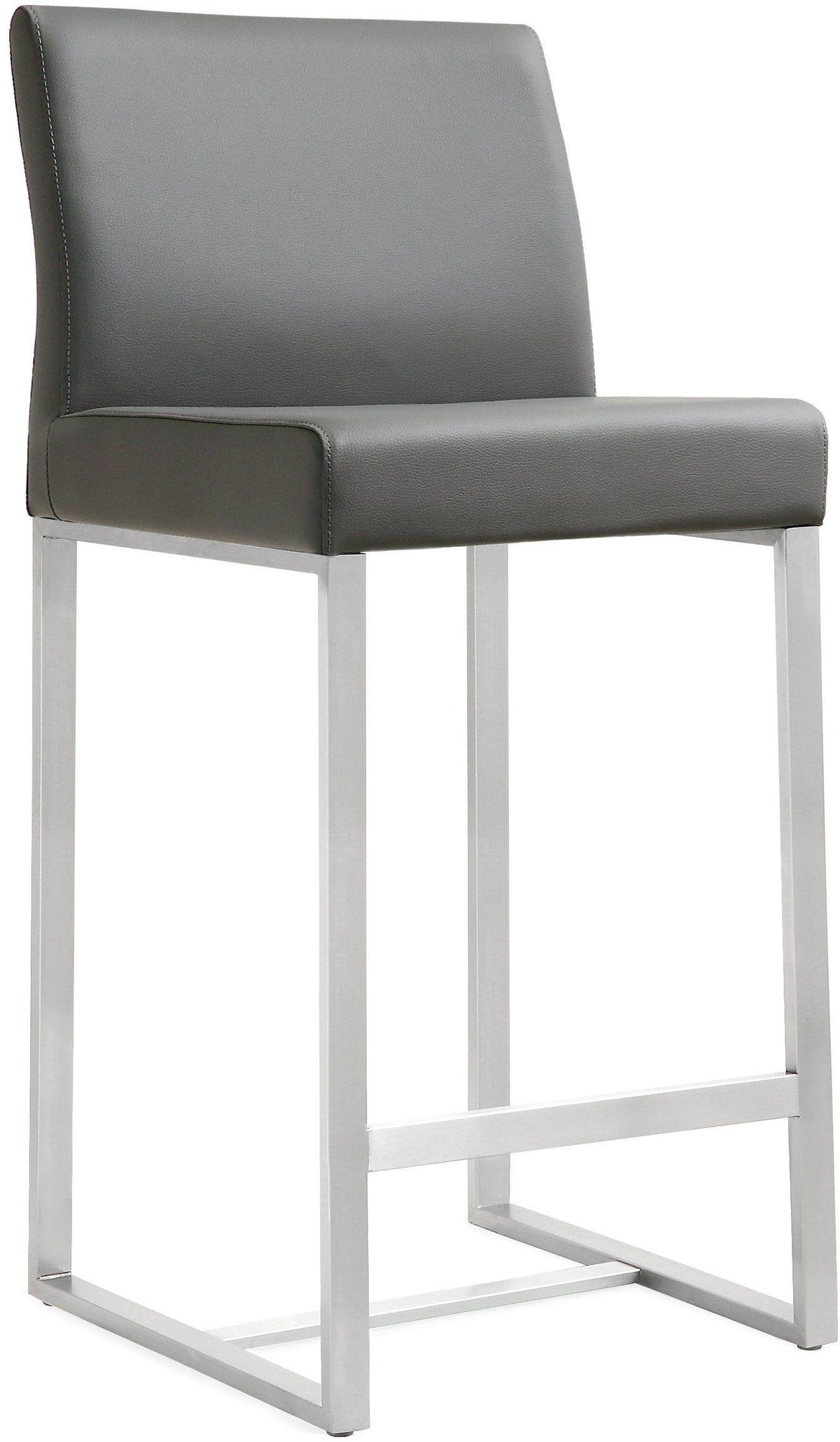 Denmark Performance Vegan Leather Stool with Silver Base - Set of 2